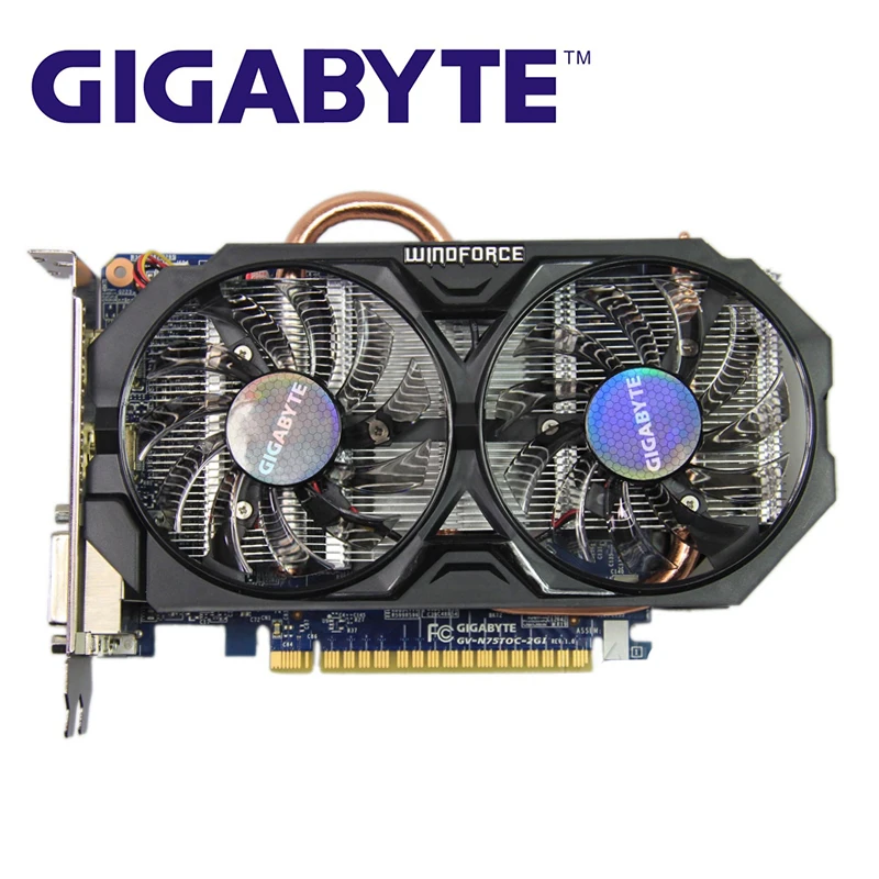 Видеокарта GIGABYTE Original GV-N75TOC-2GI, GPU 128Bit GDDR5 GTX750TI GTX 750, для nVIDIA Geforc