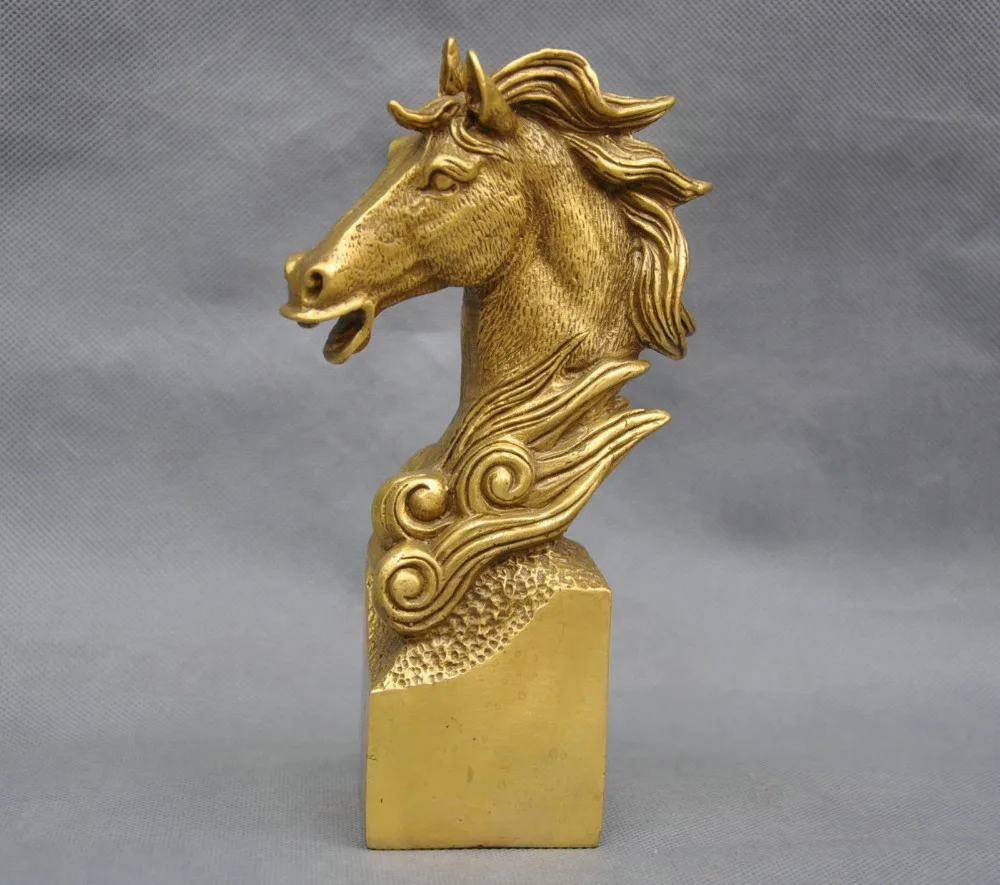 8 &quotКитайский Зодиак животное голова лошади бюст латунная статуя | Дом и сад