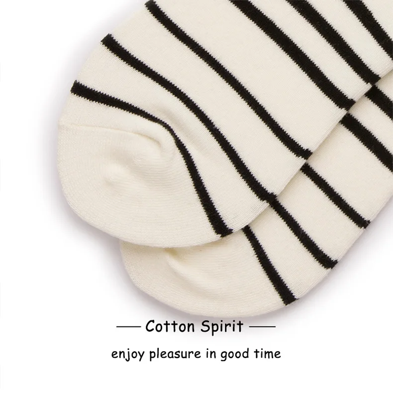 Women Men Solid Striped Cotton Sport Socks Ankle Socks Girls Unisex Ivory Base Black Stripes Winter Socks 5 pairs/ lot AL183SC