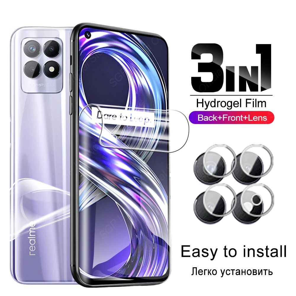 Гидрогелевая пленка 3in1 для экрана Realme 8i защитная задней панели 8 i Realme8 Pro 8Pro защита