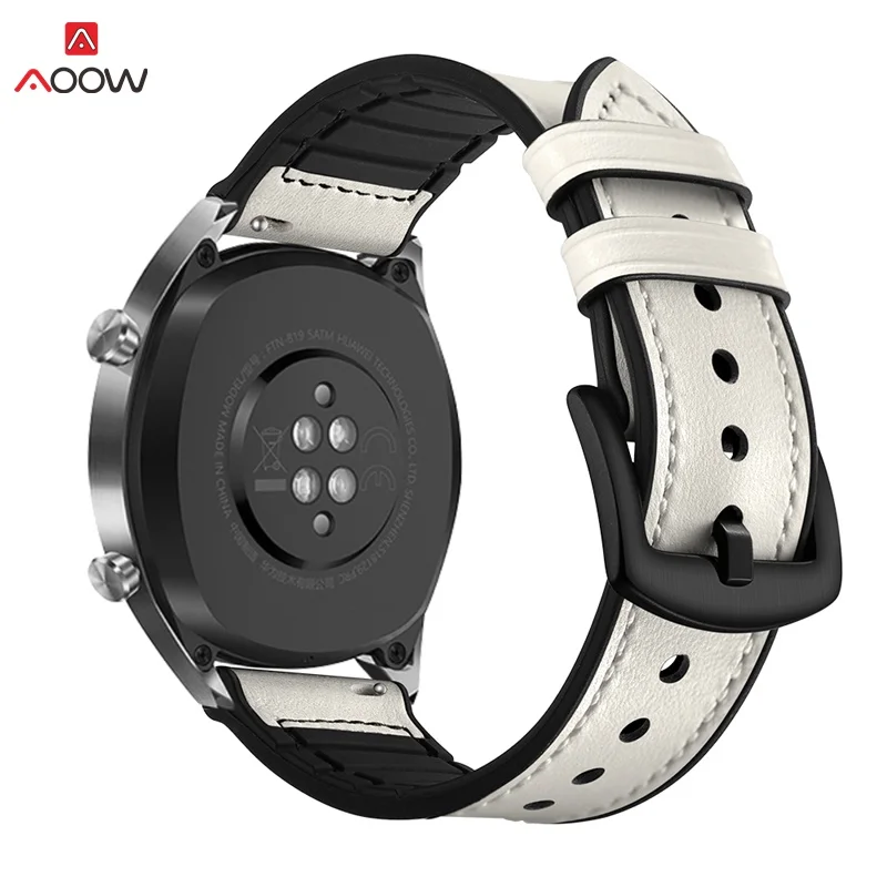 Ремешок из натуральной кожи для huawei Watch GT 46 мм Honor Magic Watch ремешок браслет камуфляжная черная Пряжка для samsung gear S3