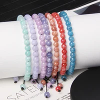 macaron candy color 6mm pink blue yellow orange red natural stone quartz crystal bead bracelet jewelry for women men wholesasle