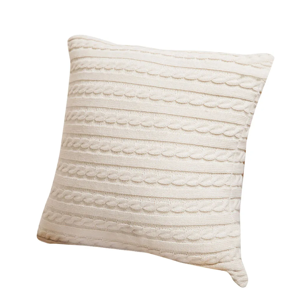 

Winter Knitted Warm Pillowcase Decorative Green Leaves Throw Pillow Case Polyester Printing Pillow Cover Kussensloop