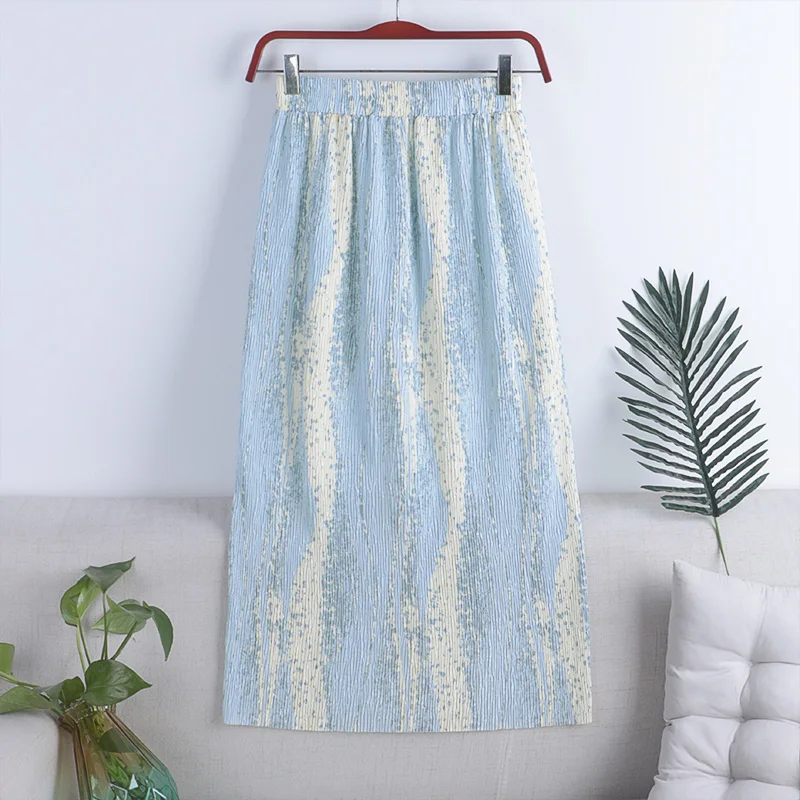 

2021 New Women Pleated Skirt Stretch High Waist Women Summer Skirt Femme Faldas Jupe Saia Women Bodycon Skirt