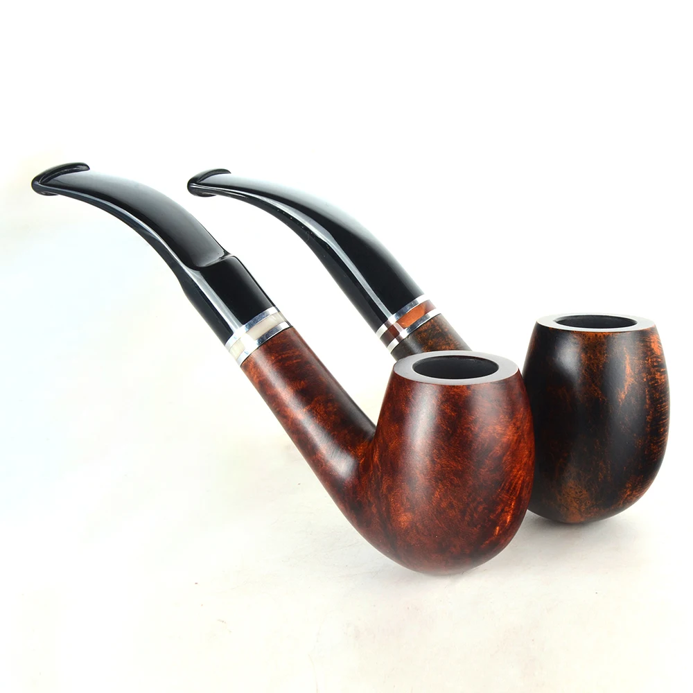 

Briar pipes tobacco smoking pipe smooth finish 9mm filter full bent pipe shape #CK1006