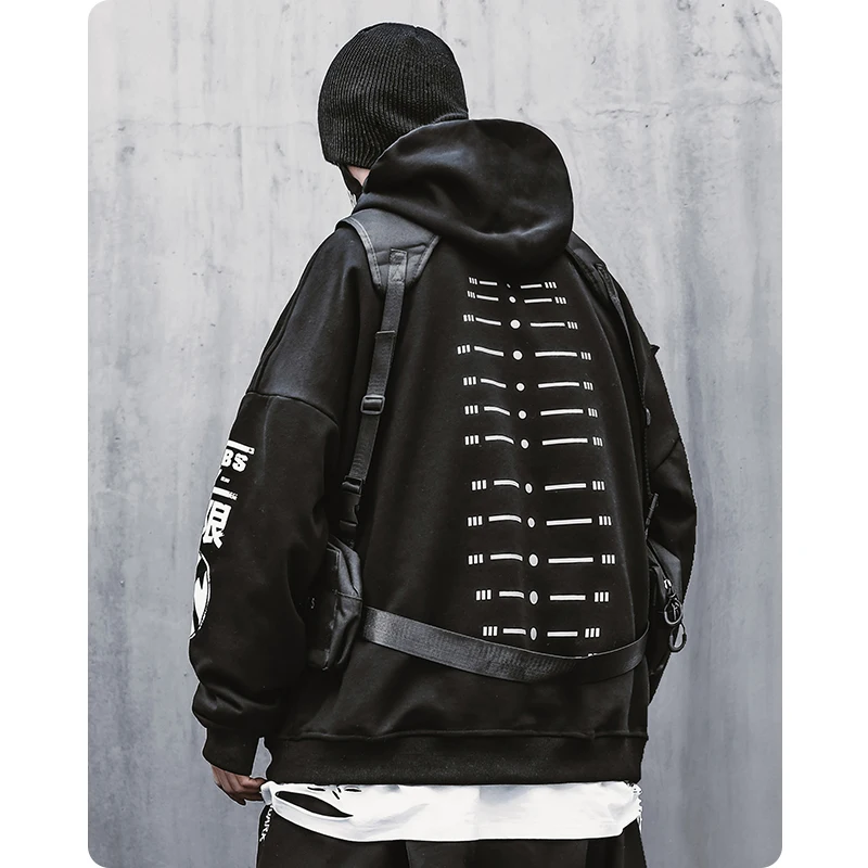 

Hooded couple's trendy printed regular loose pure black versatile Hoodie Men's clothes Harajuku oversized Hiphop Sweatshirt