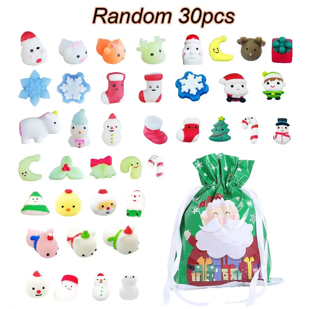 

10/30pcs Squishy Toy Christmas Stocking Snowman Shape Squeeze Rising Soft Sticky Stress Relief Toys Christmas Gift For Kids