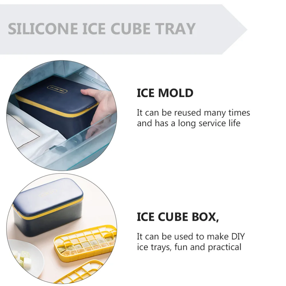 

1 Set Ice Cube Box Ice Cube Tray Food Crisper Box Food Storage Box (Dark Blue)