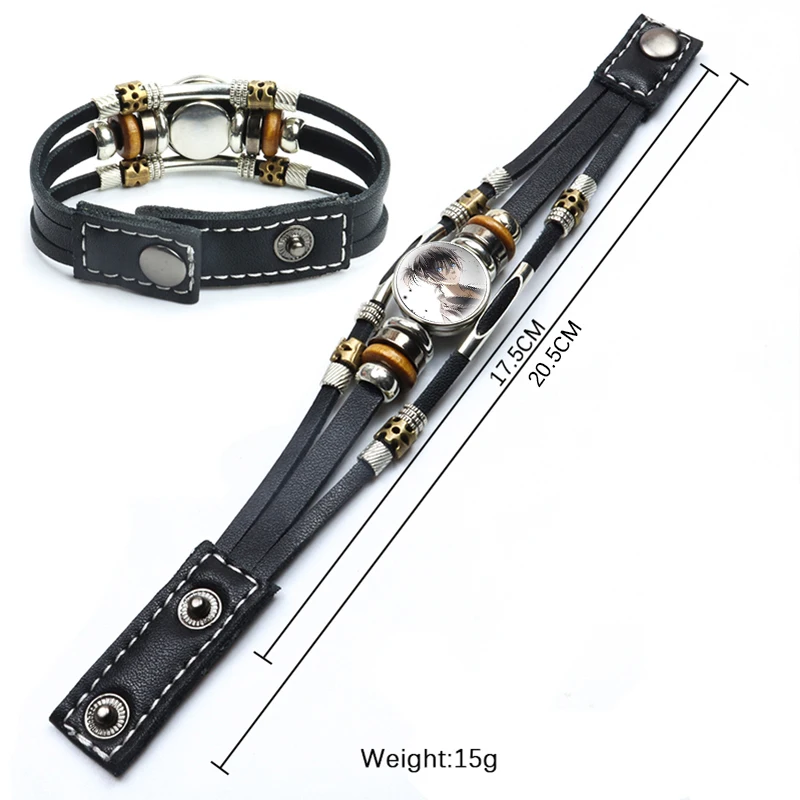 Кожаный браслет из аниме рассекающий демонов браслеты с кнопками-клипсами