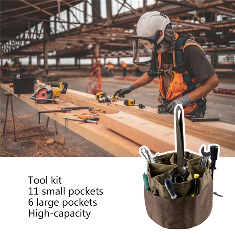 

Прочная поясная сумка для инструментов электрика, идеально подходит для работников гипсокартона, садовых работников, сварочных и ремеслен...