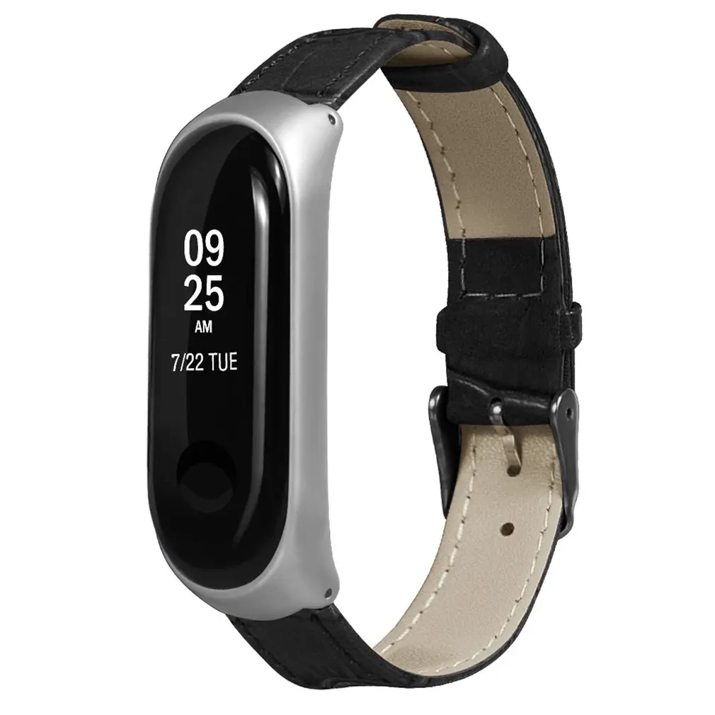 

Сменный кожаный ремешок с узором в виде пряжки и блестящий металлический корпус для браслета Xiaomi 3