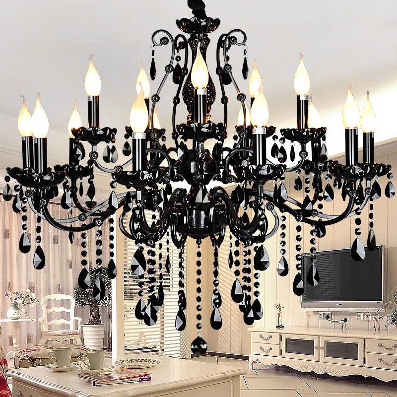 Домашняя большая винтажная черная люстра для спальни хрустальные лампы гостиной