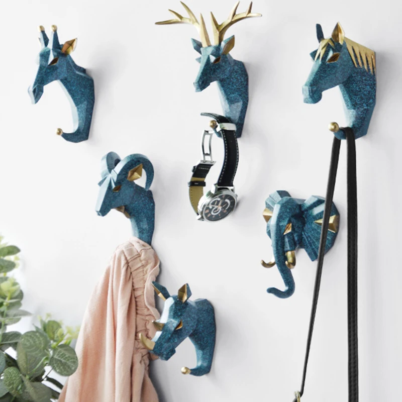 Animal head decoration Multi-Purpose Hook resin crafts deer nail-free wall coat hook behind door bathroom | Дом и сад