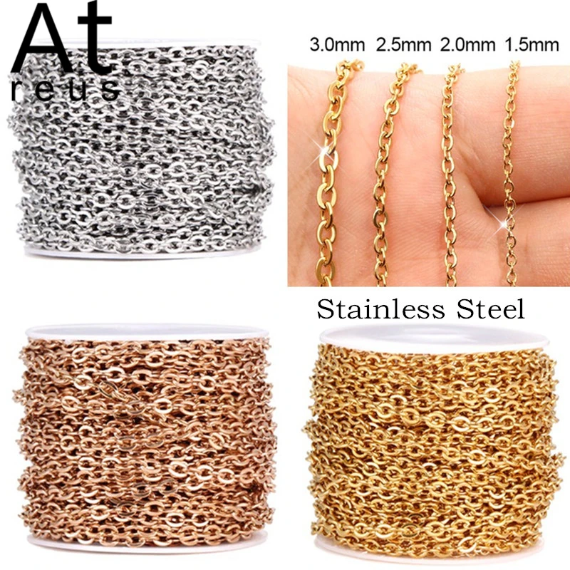 

Atreus 5 м/лот из нержавеющей стали крест O-цепи оптом для позолоченной цепи 1,5/2/2.5/3 мм для изготовления ожерелья Diy ювелирных изделий
