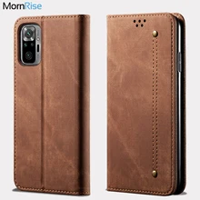 Denim Leather Wallet Cases For Xiaomi Redmi Note 10 10T Case Magnetic Book Flip Cover For Redmi Note10 Pro Card Holder Bags