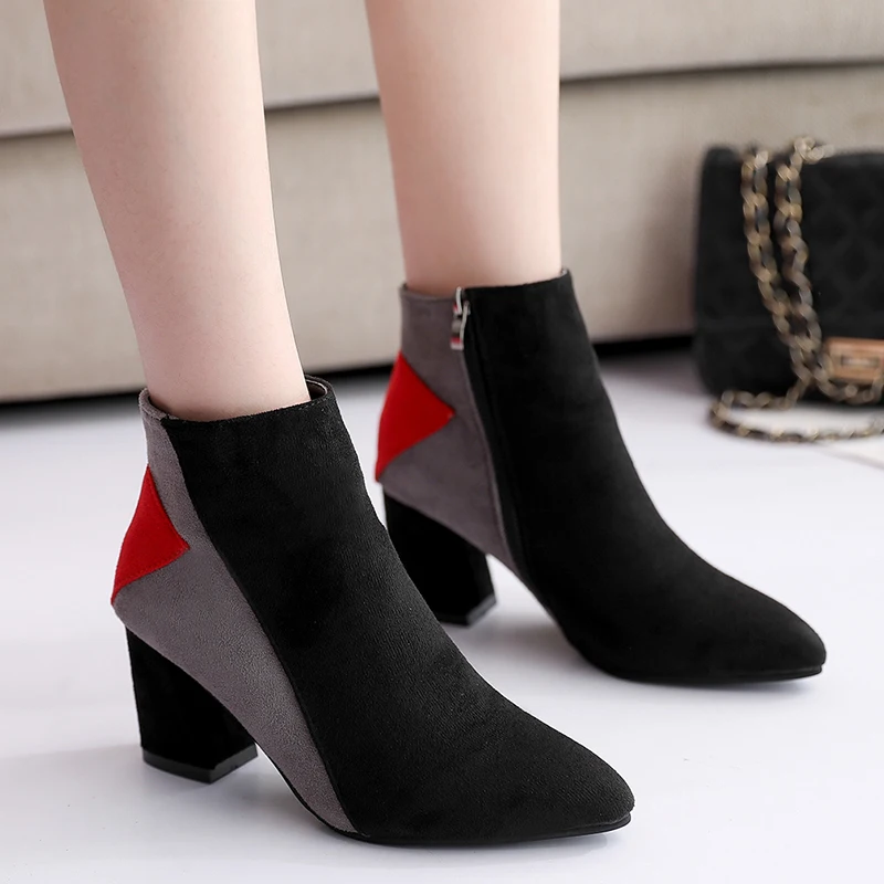 Новые зимние сапоги из искусственной замши Женские модные разноцветные