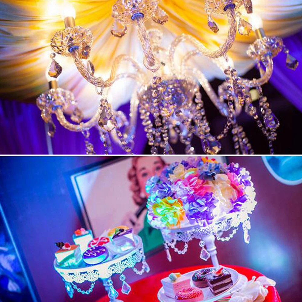 

10pcs Crystal Beads Strands With Glass Oval Water Drops For DIY Christmas Tree Wedding Decoration Cake Topper Supply Hanging