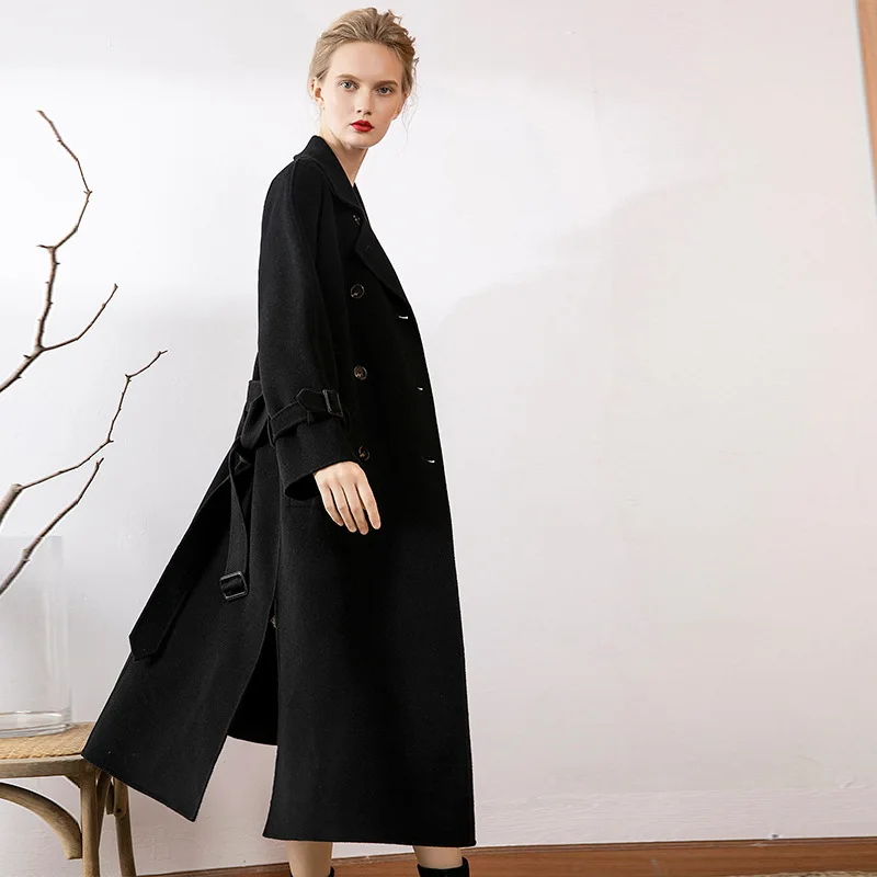 Зимние 2020 High End Новая модная длинная куртка двухсторонний кашемировый Шерстяное