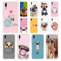 animal cute pug dog soft silicone phone case for huawei p50 p40 p30 p20 pro lite e p samrt z 2019 2020 2021 cover