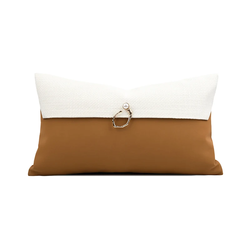 

Light Luxury Cushion Cover Set Solid White Brown Pachwork Throw Pillow Cover Decorative Metal Circle Cushions For Living Room