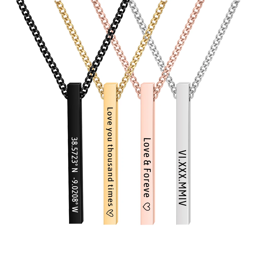 Ожерелье с гравировкой и браслет именем под заказ для мужчин женщин подарочный