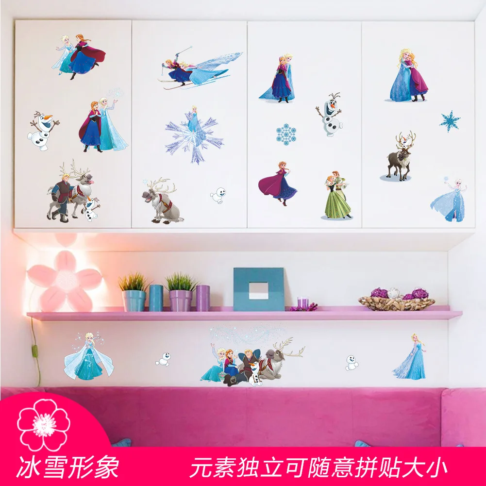 

Cartoon Frozen Elsa Anna Princess Olaf Sven Kristoff Wall Stickers For Kids Room Home Decoration Diy Anime Movie Mural Art Decal
