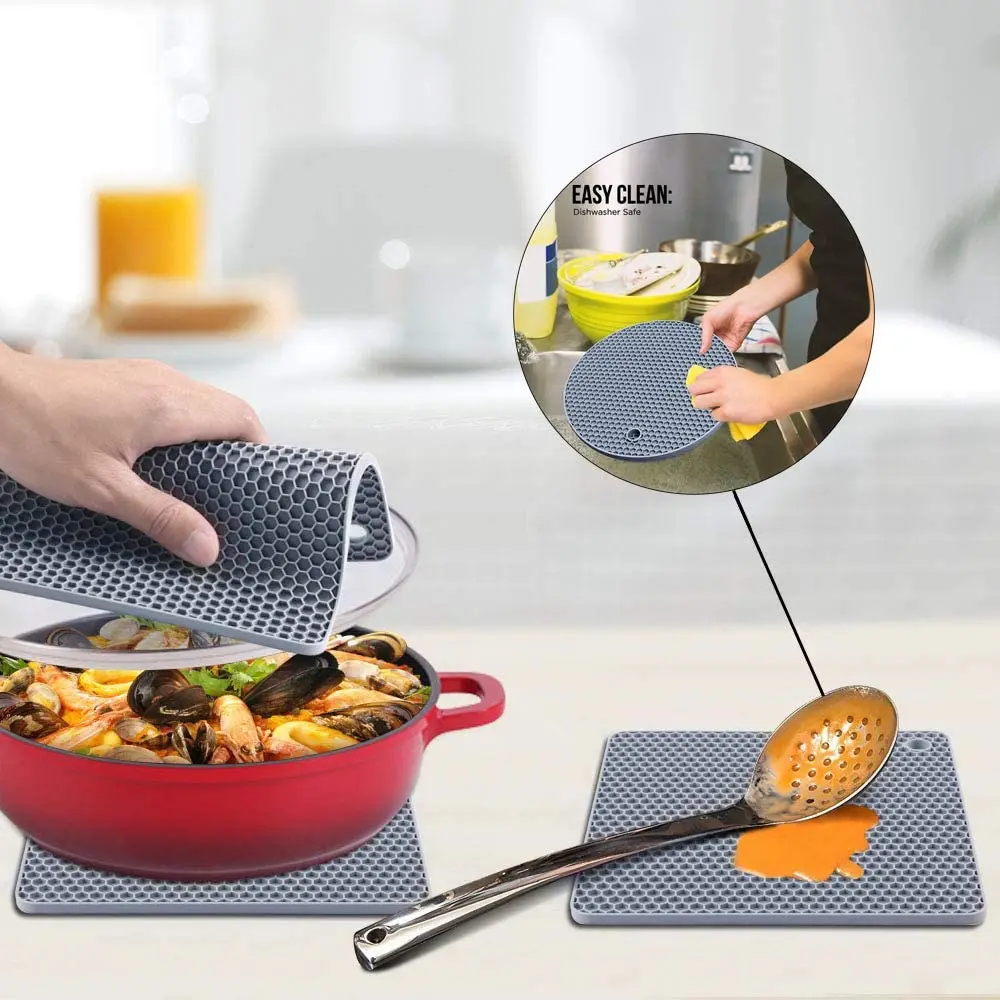 4 шт. Толстая силиконовая матовая подставка термостойкие держатели для горшков