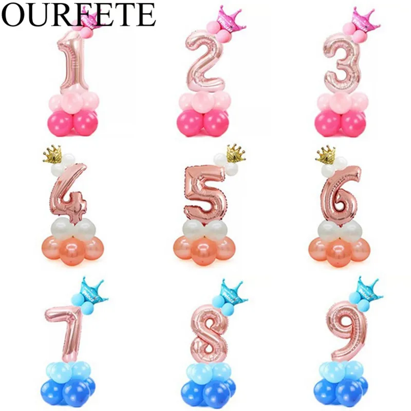 17 шт. Гигантские цифры фольгированные шары на 1 й день рождения украшение для