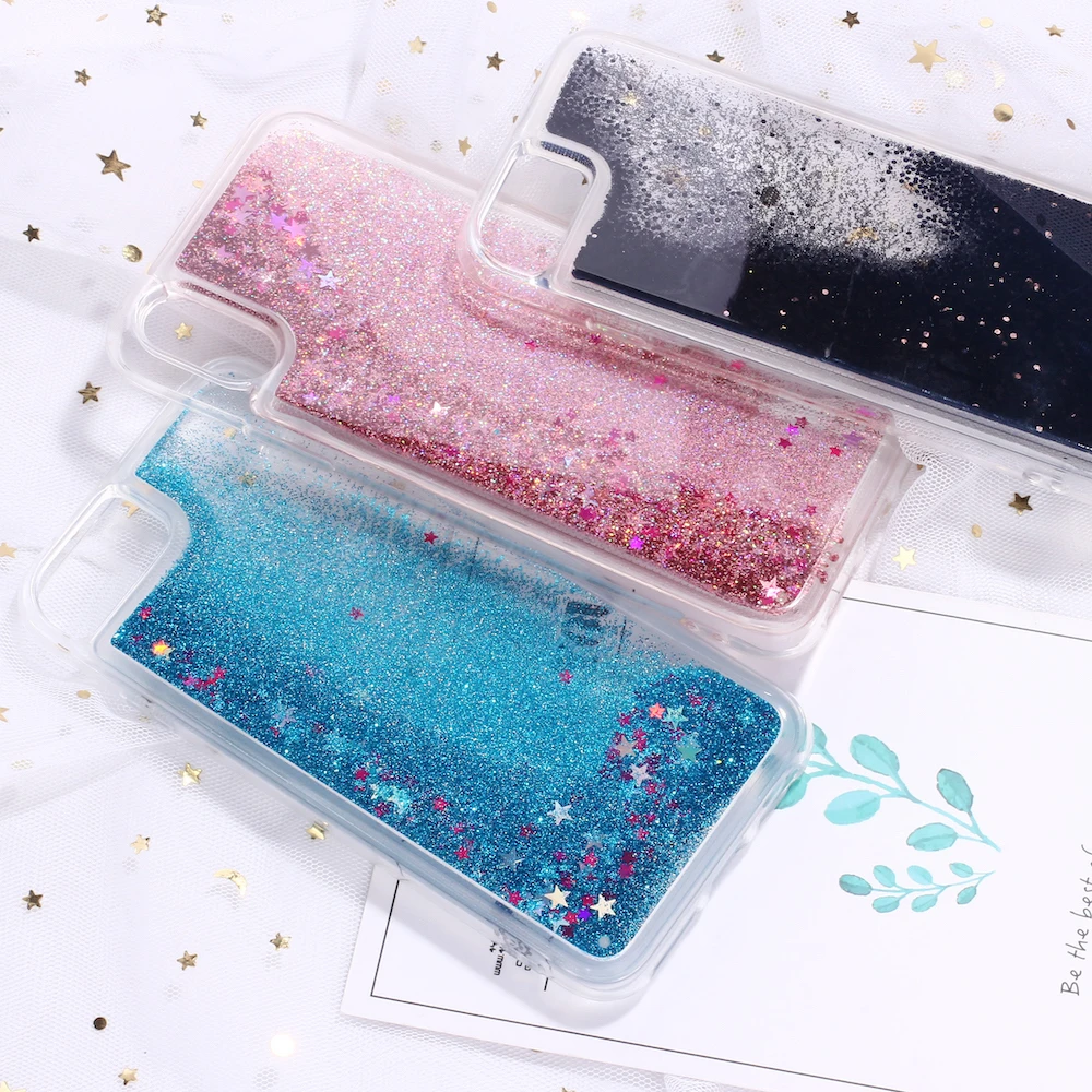 

Fashion Glitter Sparkle Liquid Quicksand Star Heart Hard Phone Case Coque Fundas For iPhone 11 Pro 6S 7 7Plus 8 8Plus X XS Max