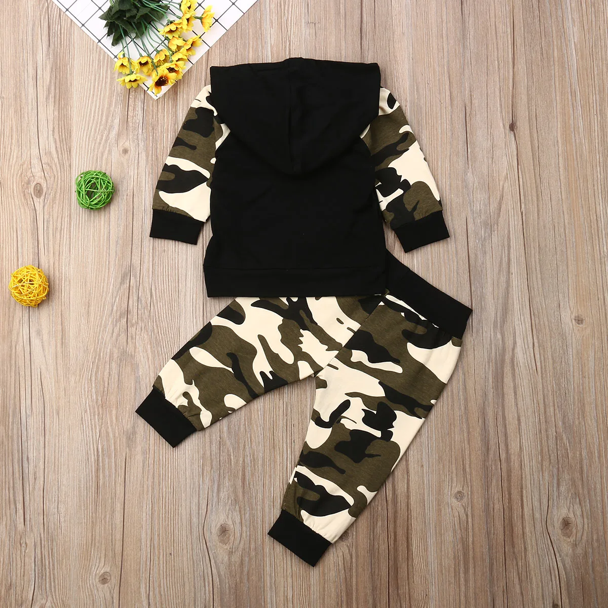 

Fashion Toddler Baby Boys Clothes Hooded Sweatshirt+Long Pants Camouflage Outfits Set Clothes Boys