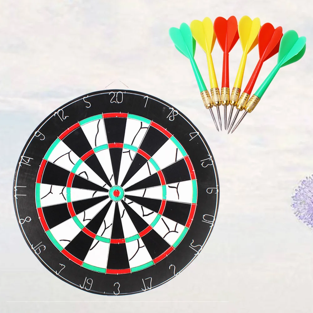 

17 inch Flocking Dart Board with 6pcs Darts Leisure Game Dartboard Set Board Games Kids Adults Gift for Office Home Outdoor