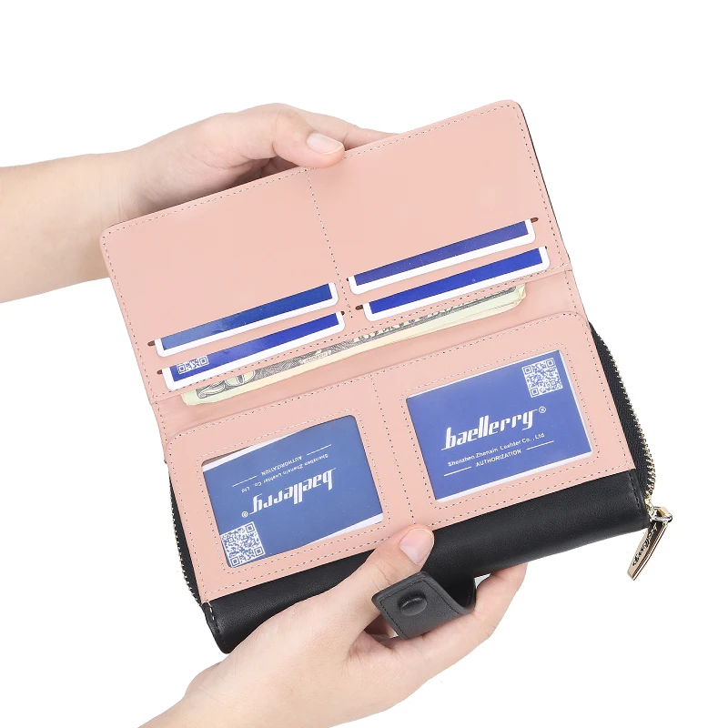 Женские кошельки Дамский клатч из искусственной кожи на молнии с держателем для