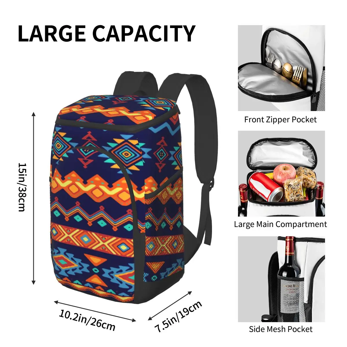 refrigerator bag abstract ethnic style soft large insulated cooler backpack thermal fridge travel beach beer bag free global shipping