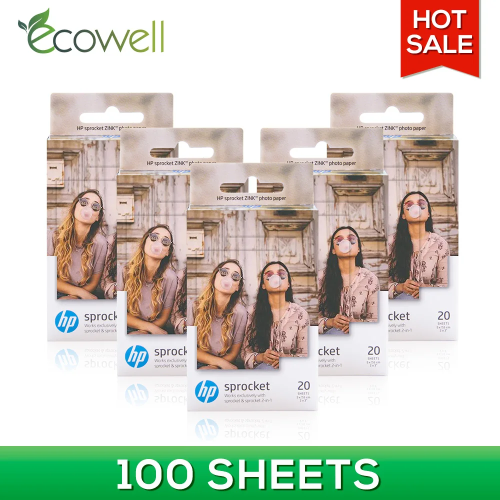 Ecowell 2x3 &quot100 листов для HP Звездочка фотобумага мини бумага Карманный фотопринтер