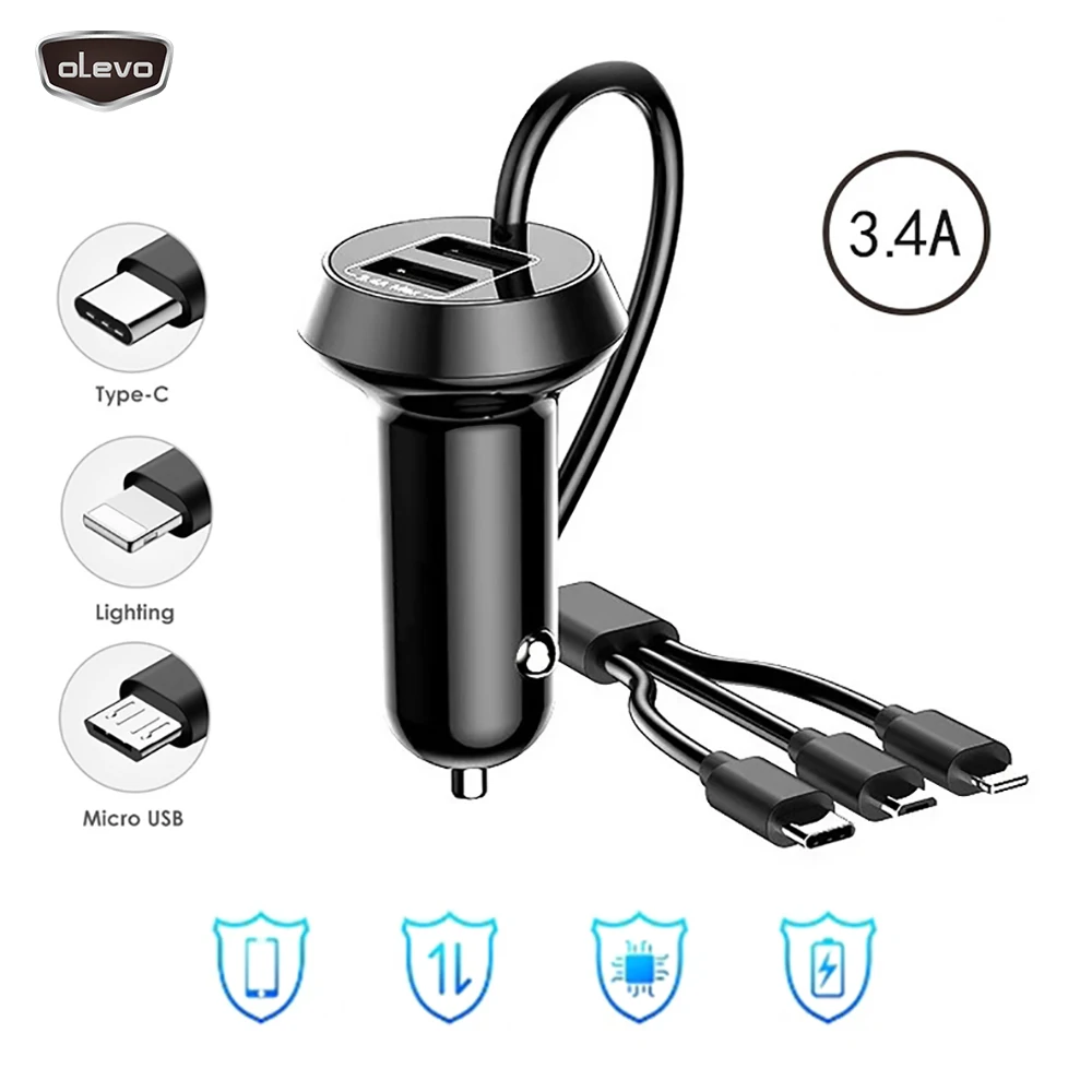 Быстрое Автомобильное зарядное устройство с двумя USB портами 3 4 А 5 В|Адаптер