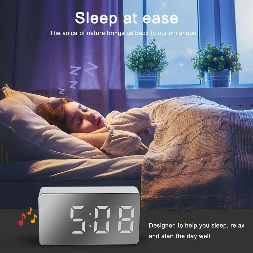

LED Digital Alarm Clock MINI Alarm Clock Snooze Table Clock Wake Up Mute Clock Voice Control Electronic Desktop Home Decoration