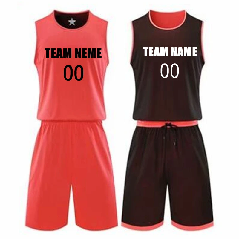 

Adult Reversible Basketball Jersey Set Men Two-Sided Basketball Clothes Breathable Training Wear Sports Suit Basketball Uniforms