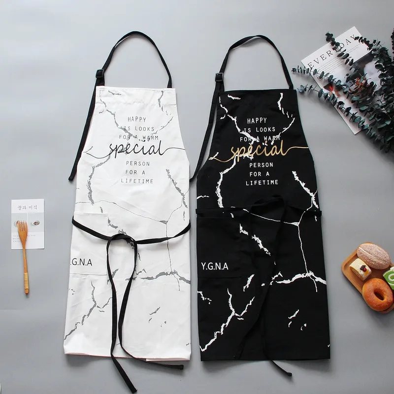 

Cotton apron black and white plus marble apron