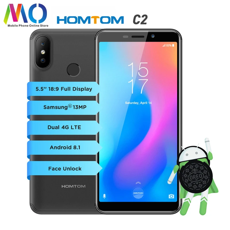 Глобальная версия HOMTOM C2 Мобильный телефон 5 дюймов 2 Гб 16 3000mAh18: 9 Face ID 4G LTE Android 8 1 13