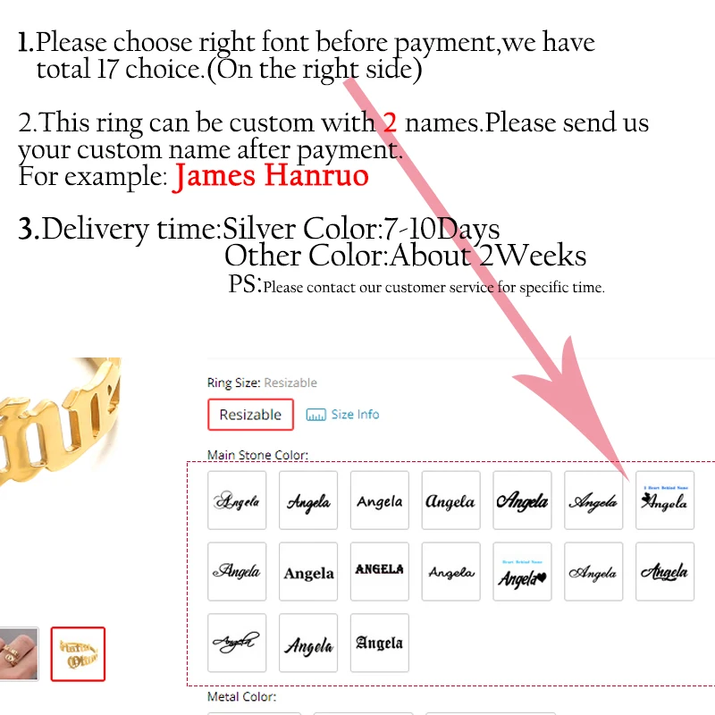 

Personalized Name Rings Custom 17 Font Letter Adjustable Ring Nameplate Jewelry For Women Man Wedding Anniversary Gift