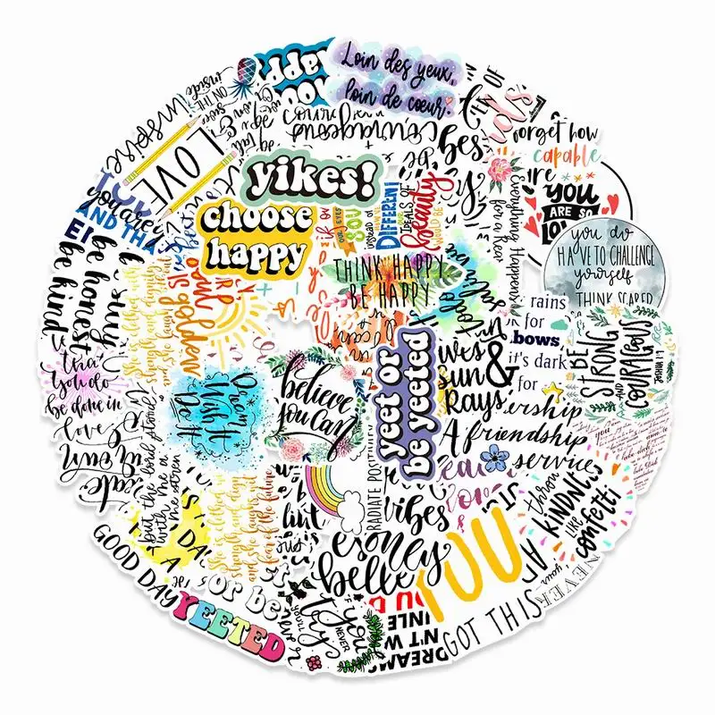 

50 шт., автомобильные наклейки с надписями на английском языке