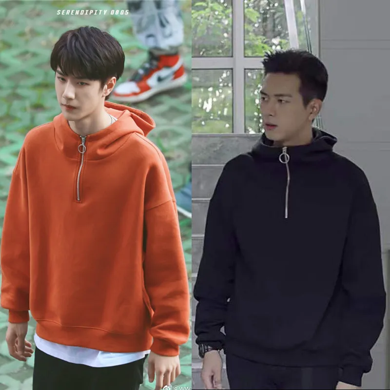 Go Go Squid! Li Xian Wang Yibo Nam Joo Hyuk Style Solid Hoodies Sweatshirts Women Men Couple Zipper Hooded Tops Thick Pullovers