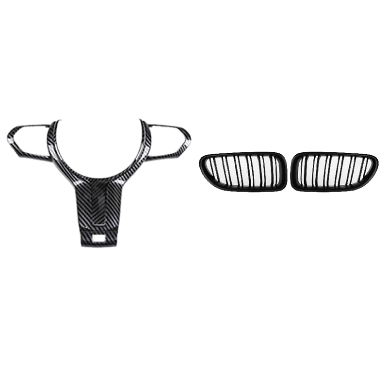 

Front Bumper Hood Kidney Grille For BMW 6 Series F12 F13 F06 2012-2017(Matte Black) & ABS Steering Wheel Buttons Cover