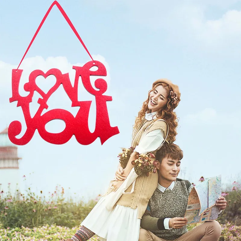 

1pcs Love You Pendant Valentines Day Hanging Drop Nonwovens Creative Decor Beautiful Pendant Wedding Supplies Decoration