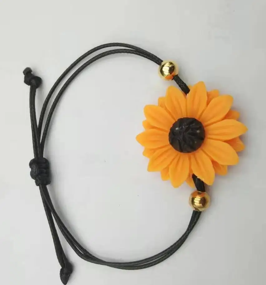 

Fashion Black Faux Leather Rope Sunflower Bracelet Sweet Cute Women's Bracelet Accessories Creative Ladies Wedding Party Jewelry