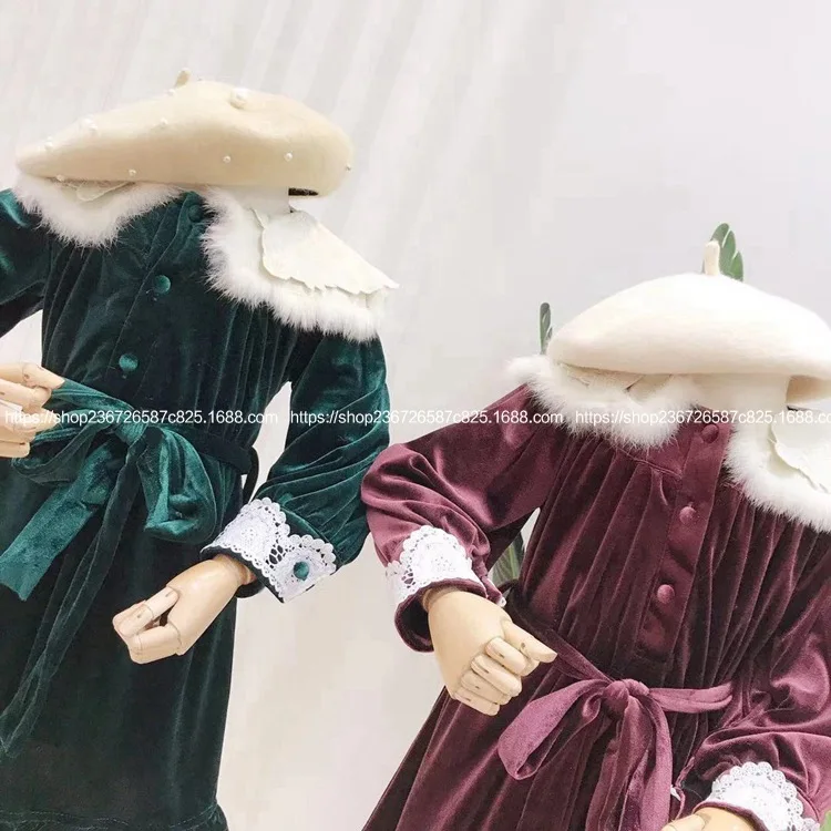 Детская одежда коллекция 2019 года сезон осень зима новое бархатное платье для