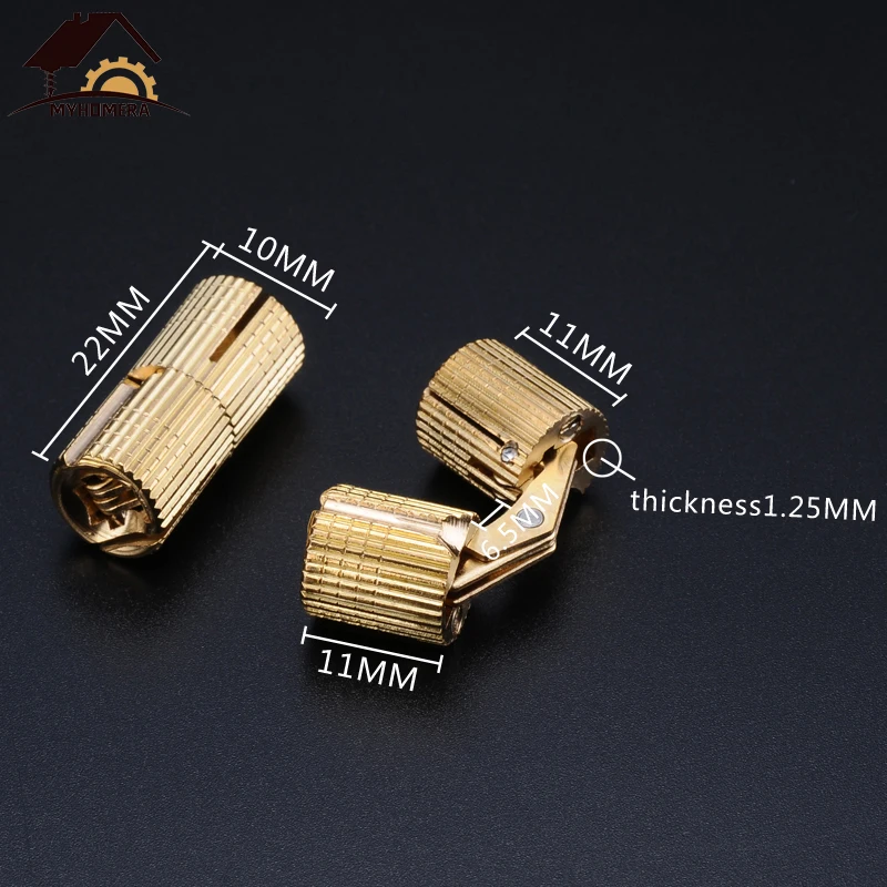 10mm Myhomera Чистый медный бочонок петли цилиндрический скрытый шкаф Невидимый латунный шарнир Подарочная коробка крепление мебельное оборудование - Цвет: 10mm