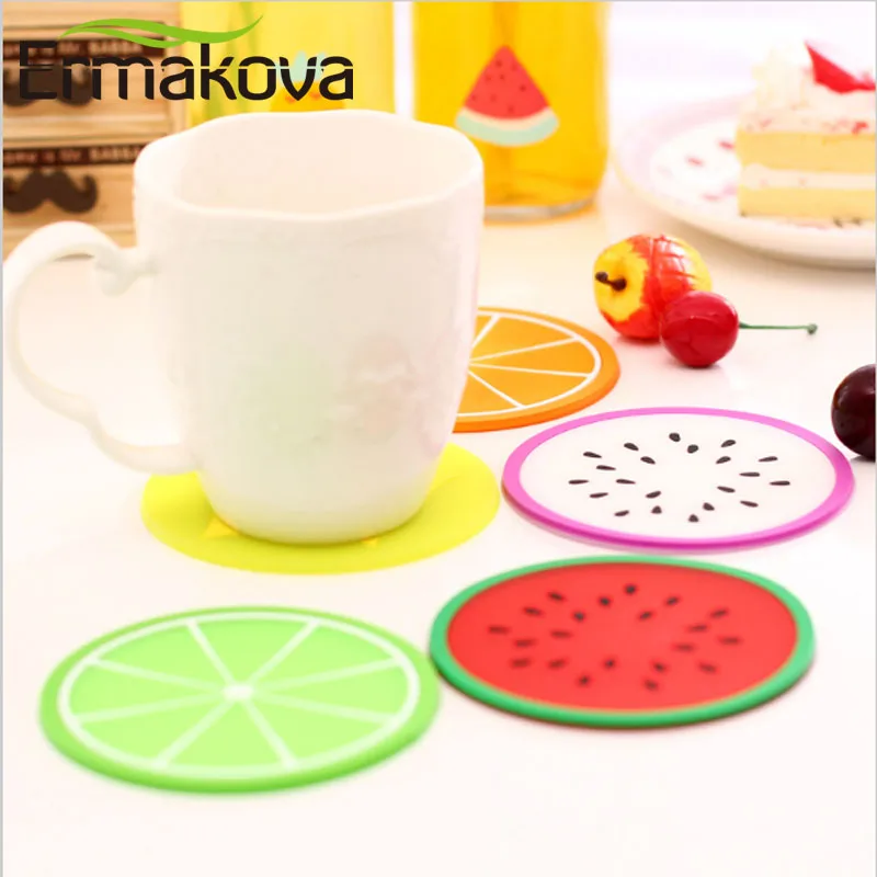 ERMAKOVA Coaster Нескользящая чашка для напитков коврик кофе с фруктами термостойкая