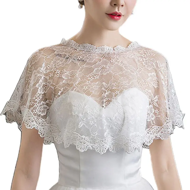 

Women Embroidery Floral Lace Cape Wedding Bridal Prom Shawl Shrug Shoulder Cover 2020 Wedding Shawl Wrap