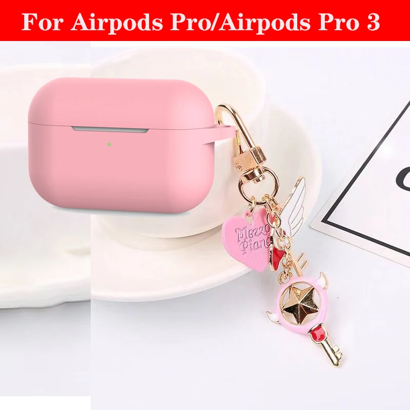 Чехол для AirPods Pro, роскошный чехол с кольцом для ключей, чехол для ключей с сердечком, мультяшный брелок для Air pods 2, силиконовый беспроводной чехол для наушников - Цвет: K4 for airpods Pro